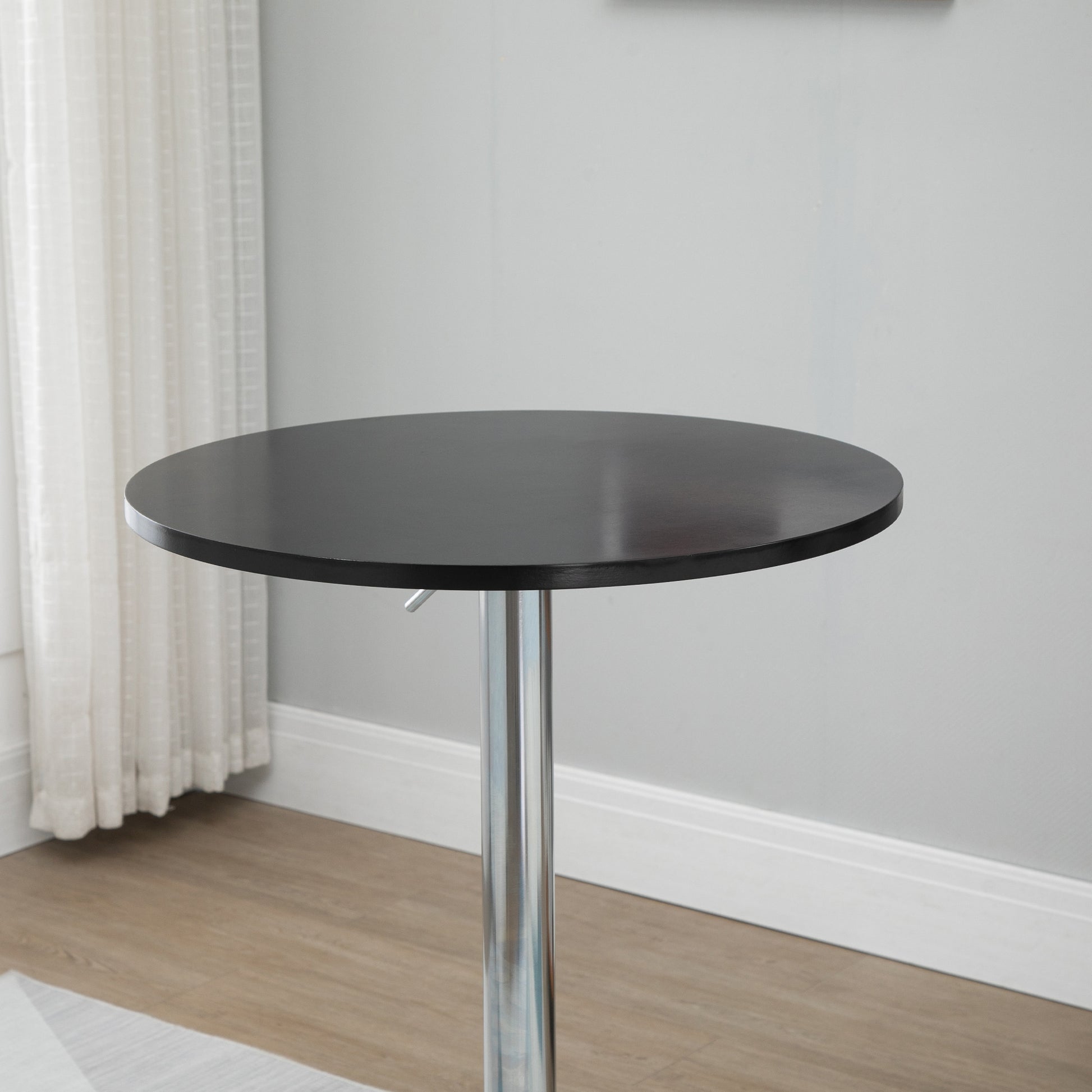 Bar Table Modern Round Dining Table 360° Rotating Adjustable Bistro Table Bar Table Kitchen Table Steel Black Ø61 x 70-90 cm
