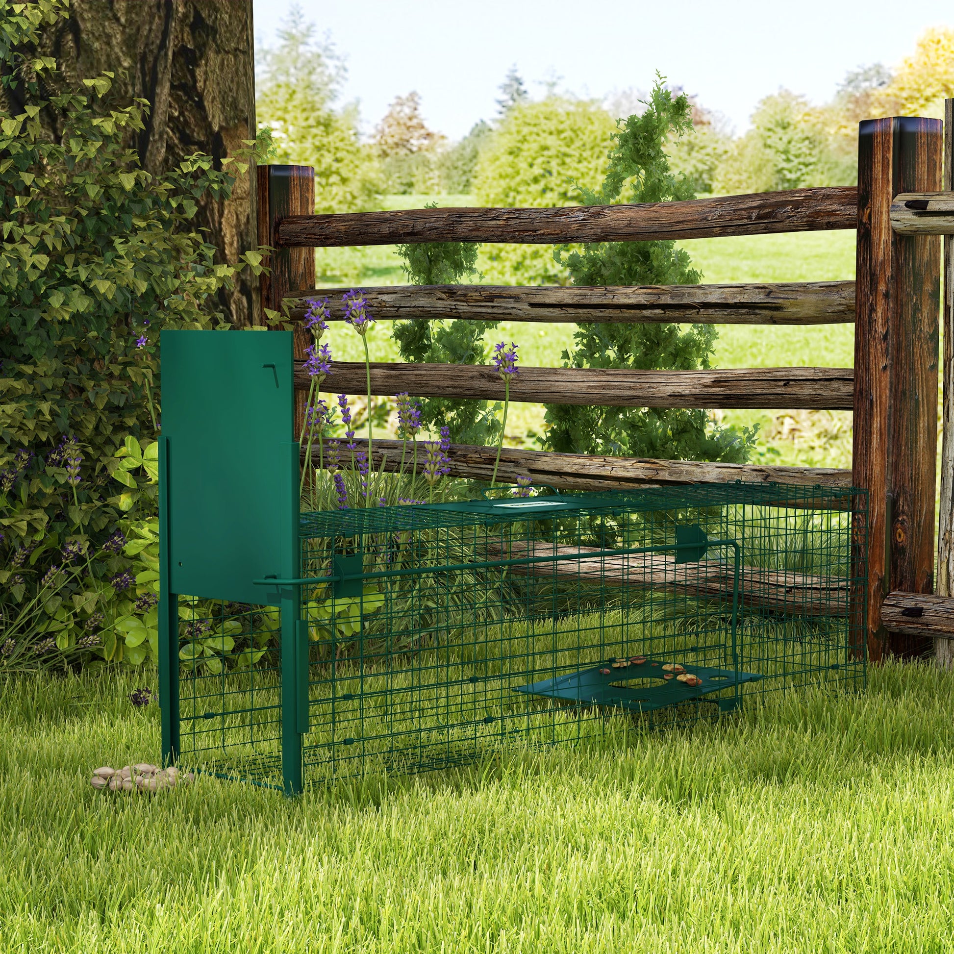 Capture Trap Live Animal Trap Steel with 1 Entry for Rats and Mice dim. 100L x 25W x 28H cm dark green