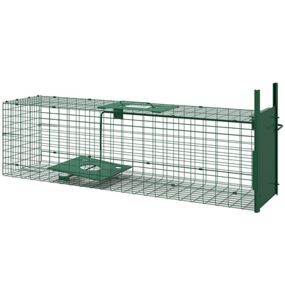 Capture Trap Live Animal Trap Steel with 1 Entry for Rats and Mice dim. 100L x 25W x 28H cm dark green