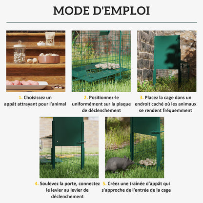 Capture Trap Live Animal Trap Steel with 1 Entry for Rats and Mice dim. 100L x 25W x 28H cm dark green