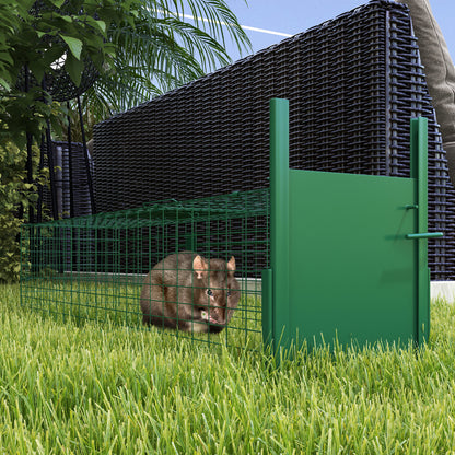 Capture Trap Live Animal Trap Steel with 1 Entry for Rats and Mice dim. 100L x 25W x 28H cm dark green