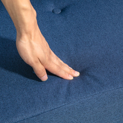 1-Seater Convertible Armchair Lazy Chair Bed Armchair - includes cushion, adjustable backrest - living room, 120 kg load, dark blue linen fabric