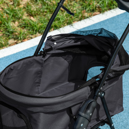 Foldable Pet Stroller for Small Dogs with Universal Wheels Storage Basket Safety Straps and Window Capacity 15 kg 67x45x96 cm Black