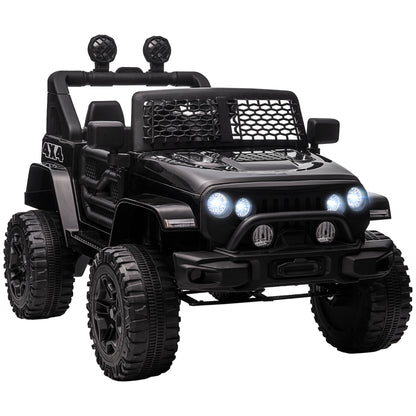 12V Electric 4x4 Car for Children with Remote Control Headlights and Horn - 3-6 Years - Black