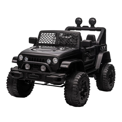 12V Electric 4x4 Car for Children with Remote Control Headlights and Horn - 3-6 Years - Black