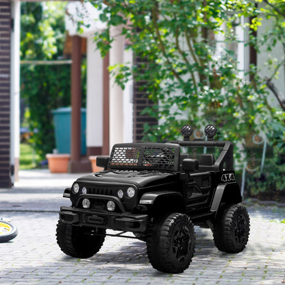 12V Electric 4x4 Car for Children with Remote Control Headlights and Horn - 3-6 Years - Black