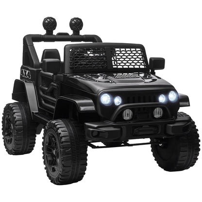 12V Electric 4x4 Car for Children with Remote Control Headlights and Horn - 3-6 Years - Black