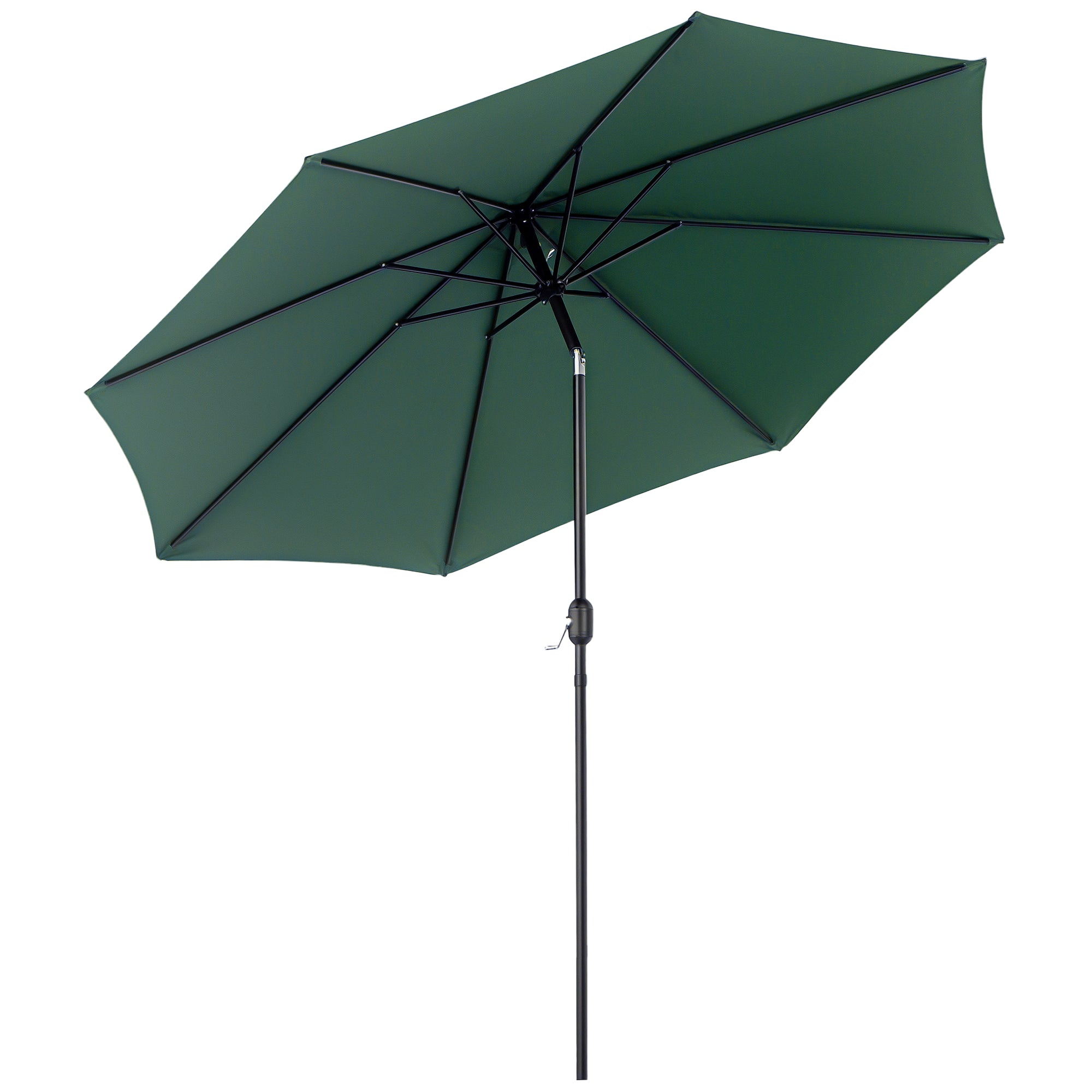 Garden Umbrella Ø295x250 cm with Crank Outdoor Sunshade with Tilt Mechanism and Detachable Metal Pole for Terrace Pool Patio Green