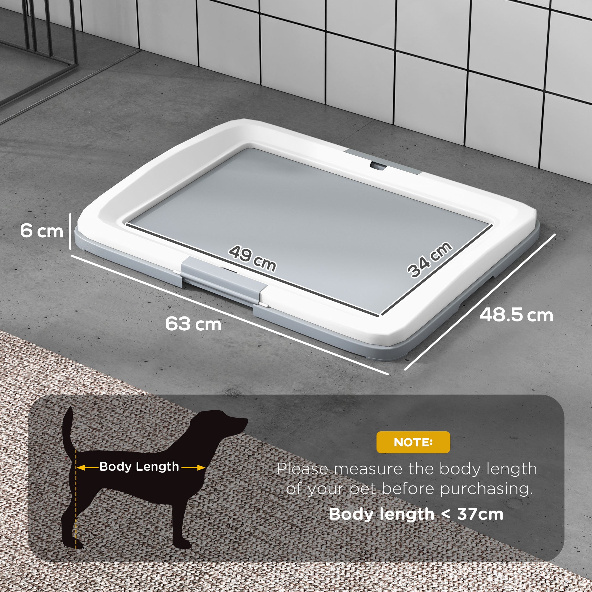 Dog Toilet Dog Potty with Tray for Puppy Training Indoors and Outdoors 63x48.5x6 cm Gray