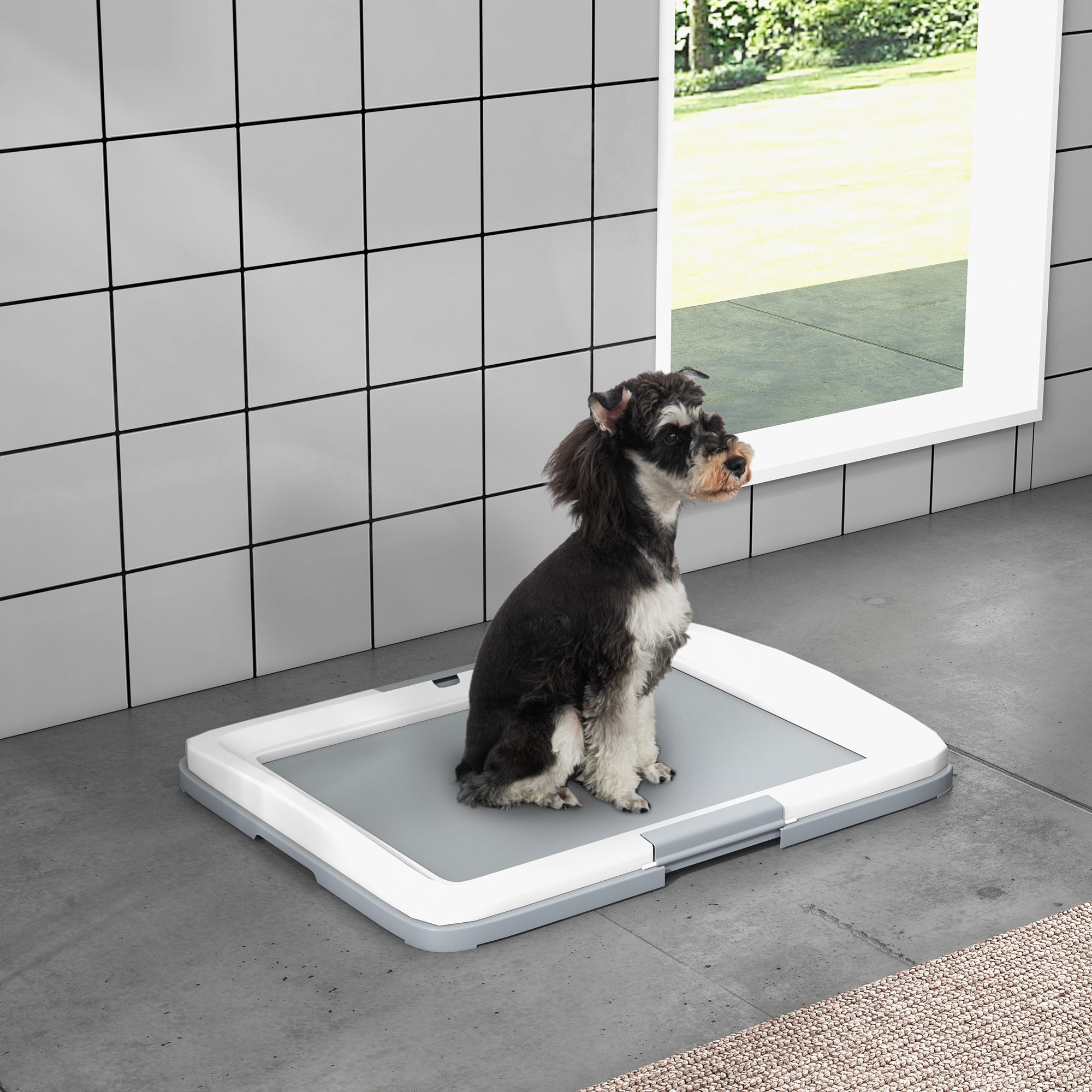 Dog Toilet Dog Potty with Tray for Puppy Training Indoors and Outdoors 63x48.5x6 cm Gray