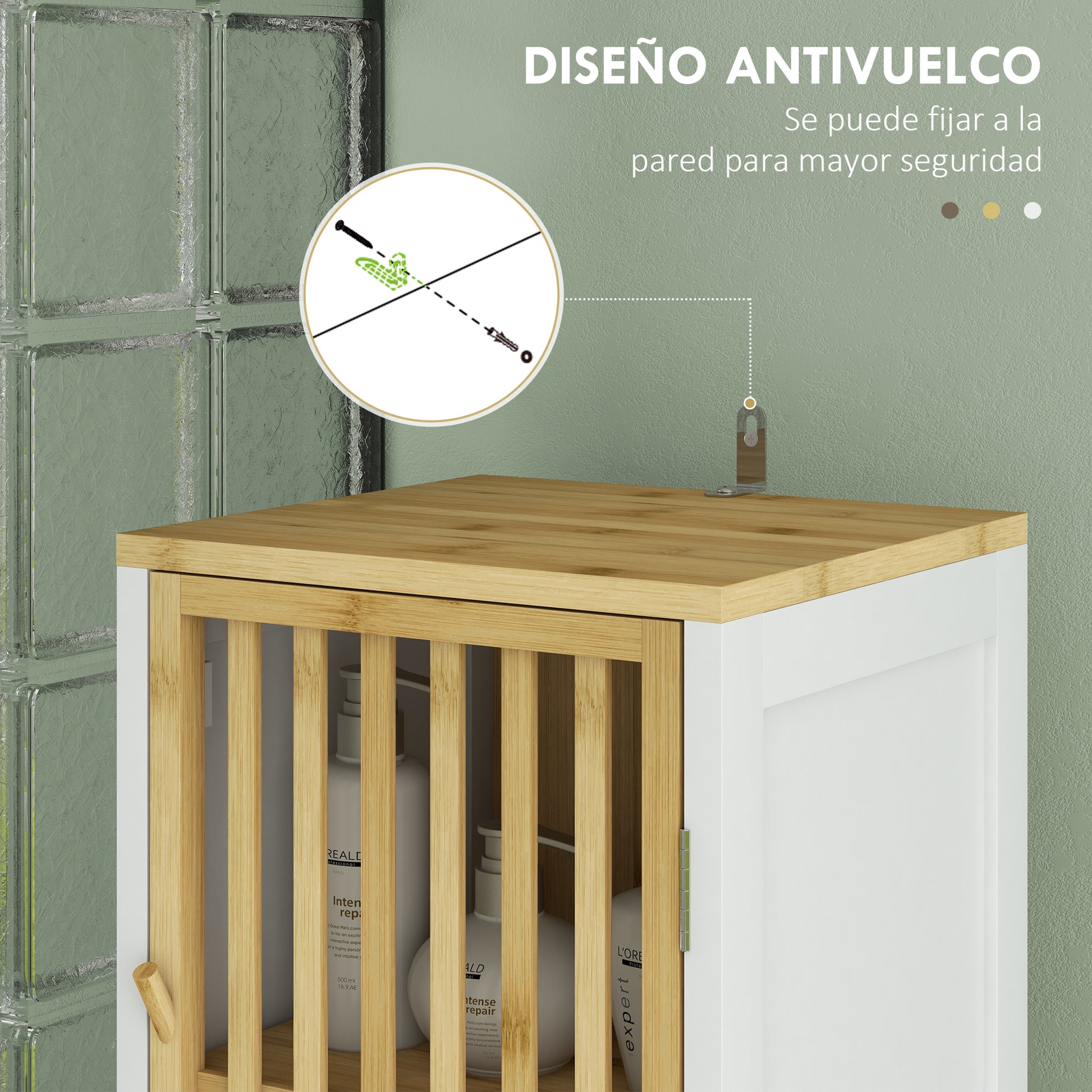 High Bathroom Cabinet Bathroom Column Auxiliary Bathroom Furniture with 2 Open Compartments 2 Grid Doors and Adjustable Shelves 32x30x172 cm White