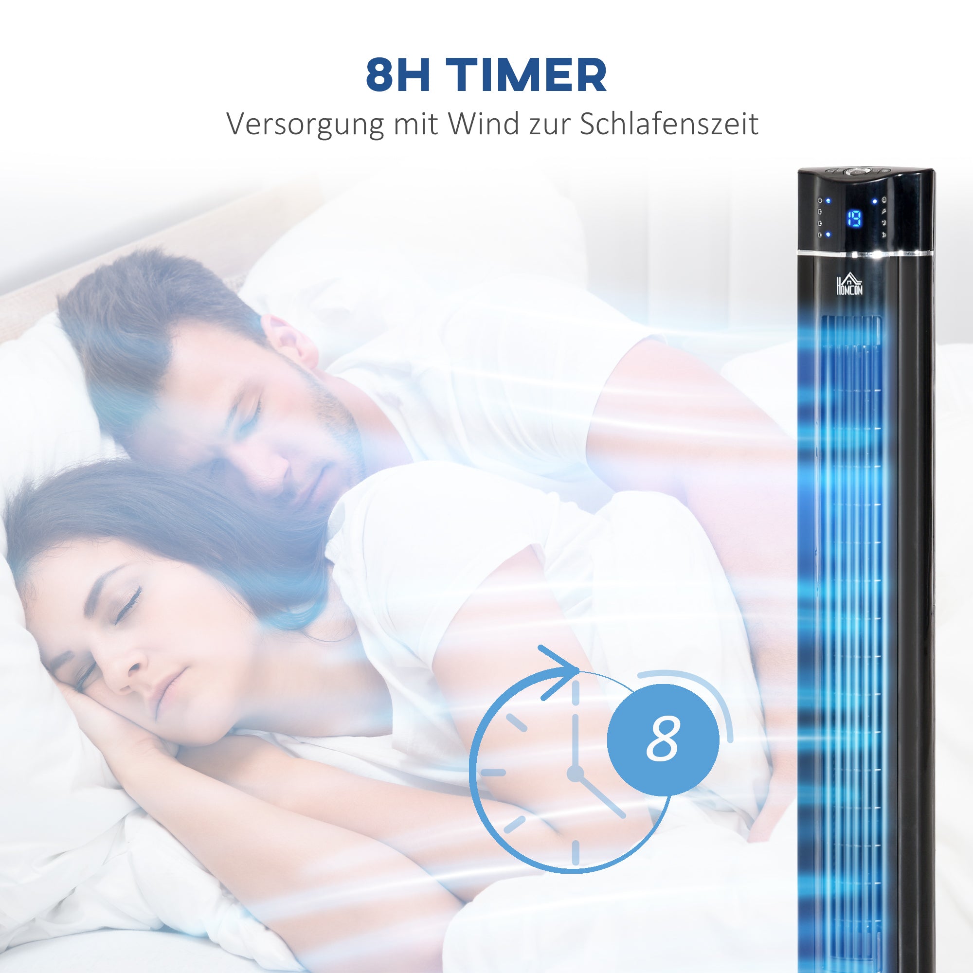 Tower Fan Quiet with Remote Control 106.8 cm 60° Oscillating Fan Floor Fan with 3 Modes, 3 Speeds, 8 Hr Timer, LED Display, Black