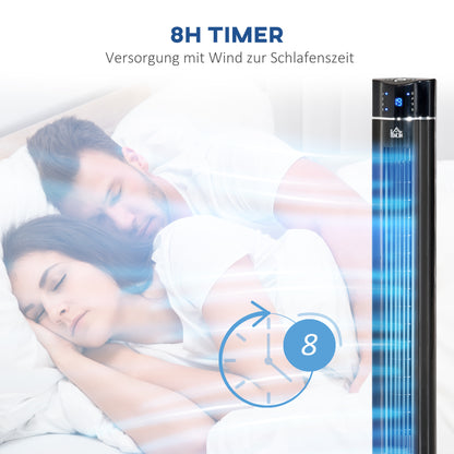 Tower Fan Quiet with Remote Control 106.8 cm 60° Oscillating Fan Floor Fan with 3 Modes, 3 Speeds, 8 Hr Timer, LED Display, Black