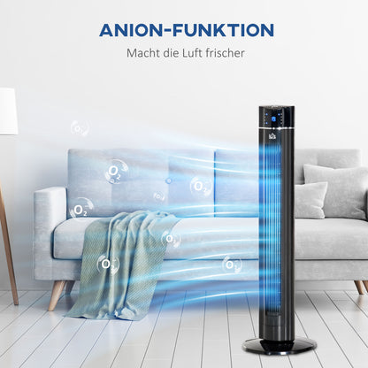 Tower Fan Quiet with Remote Control 106.8 cm 60° Oscillating Fan Floor Fan with 3 Modes, 3 Speeds, 8 Hr Timer, LED Display, Black