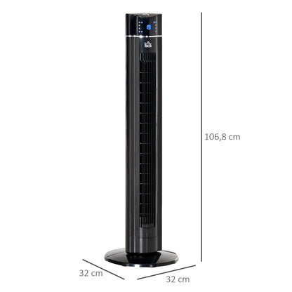 Tower Fan Quiet with Remote Control 106.8 cm 60° Oscillating Fan Floor Fan with 3 Modes, 3 Speeds, 8 Hr Timer, LED Display, Black
