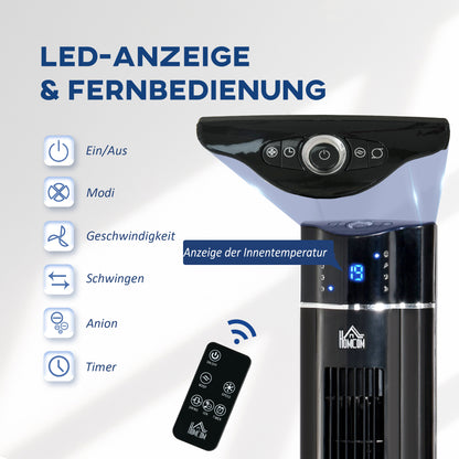 Tower Fan Quiet with Remote Control 106.8 cm 60° Oscillating Fan Floor Fan with 3 Modes, 3 Speeds, 8 Hr Timer, LED Display, Black