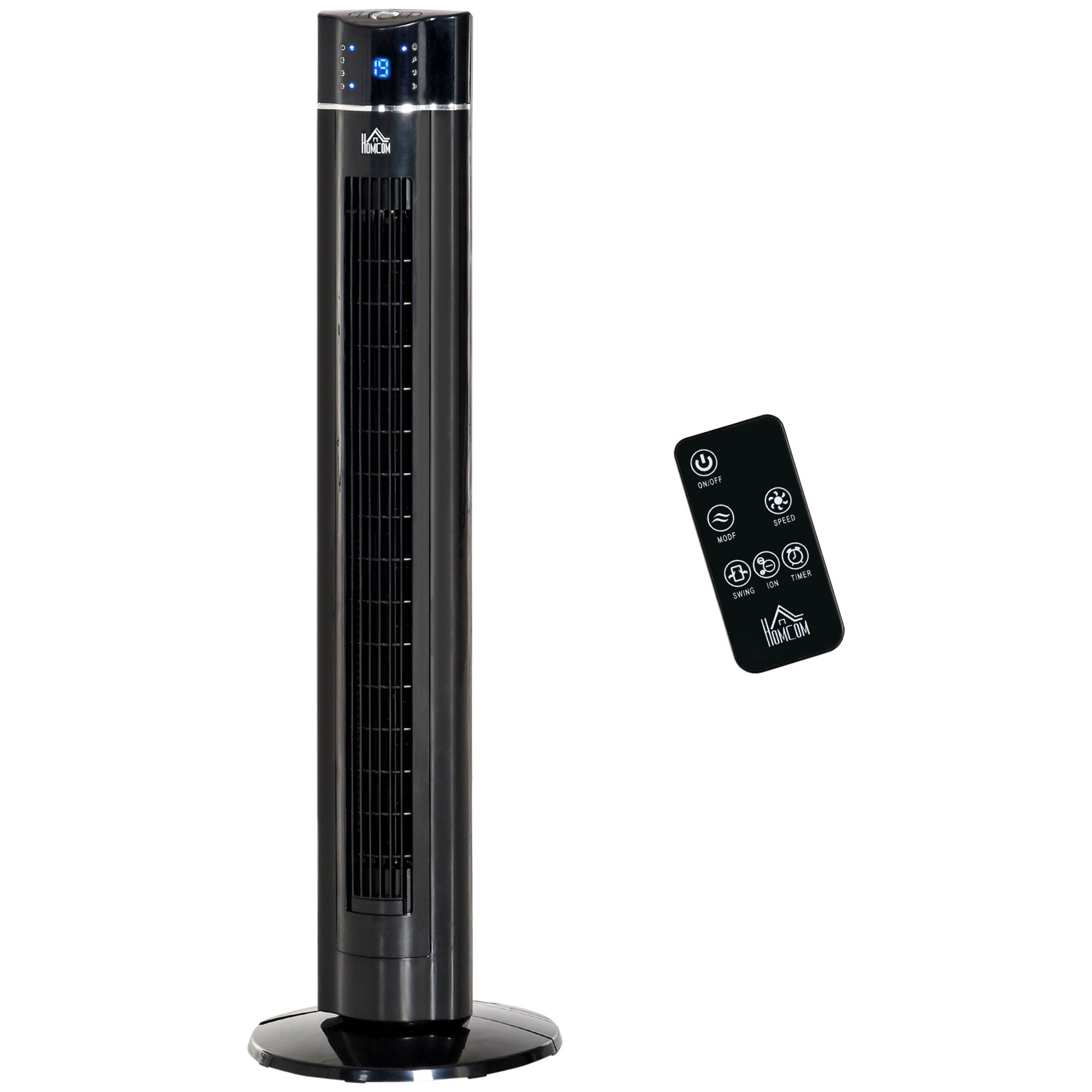 Tower Fan Quiet with Remote Control 106.8 cm 60° Oscillating Fan Floor Fan with 3 Modes, 3 Speeds, 8 Hr Timer, LED Display, Black