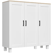 Modern Living Room Cabinet Storage Cabinet with 3 Doors Adjustable Shelves and Raised Base for Kitchen Dining Room Hallway Bedroom Anti-Tip Device 35.4x11.8x35.4 inches White
