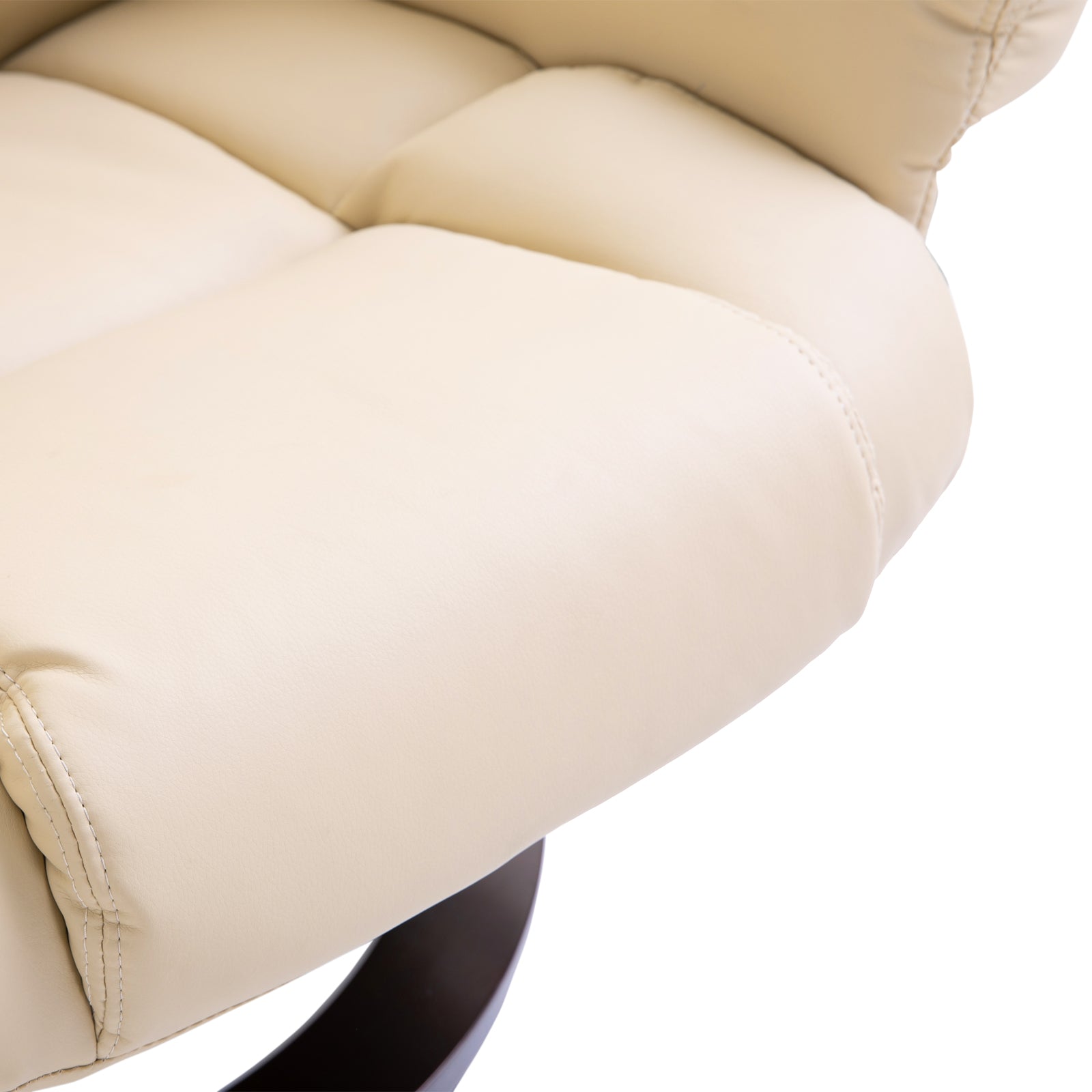 Relax Chair with Footstool, Swivel TV Chair, TV Chair with Reclining Function, Recliner Chair, Lounger for Living Room, Bedroom, Faux Leather, Cream
