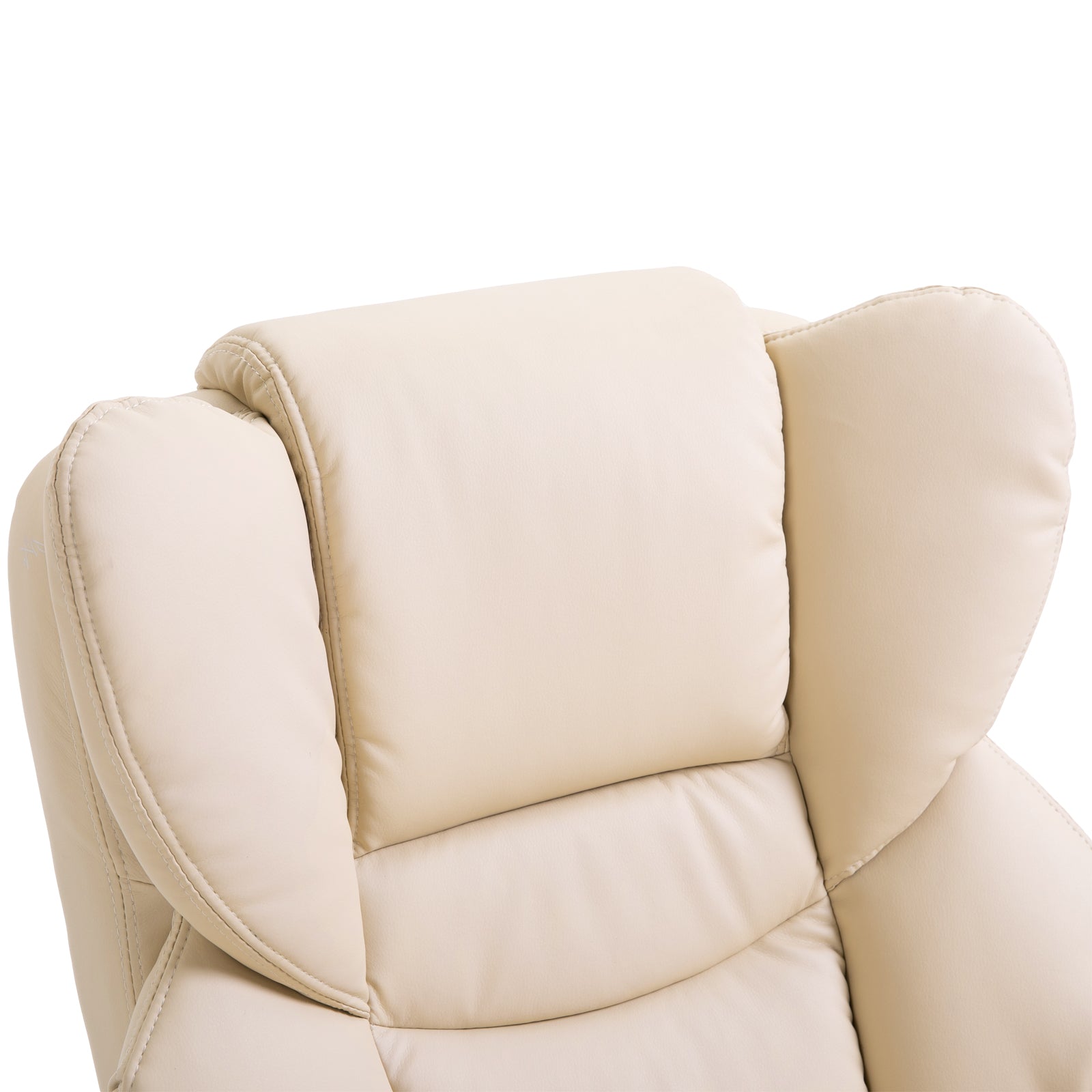 Relax Chair with Footstool, Swivel TV Chair, TV Chair with Reclining Function, Recliner Chair, Lounger for Living Room, Bedroom, Faux Leather, Cream