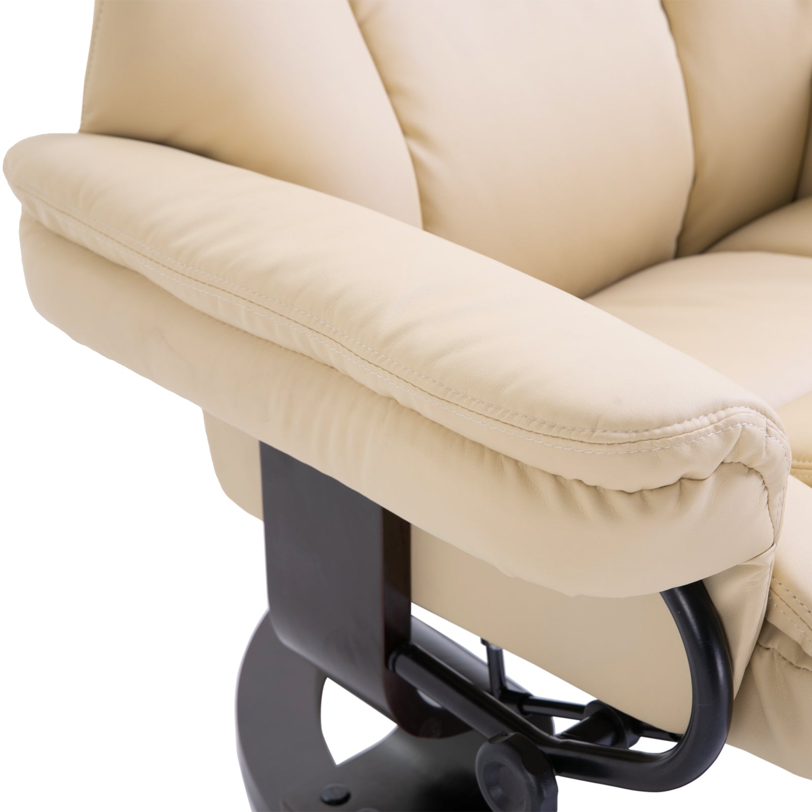 Relax Chair with Footstool, Swivel TV Chair, TV Chair with Reclining Function, Recliner Chair, Lounger for Living Room, Bedroom, Faux Leather, Cream