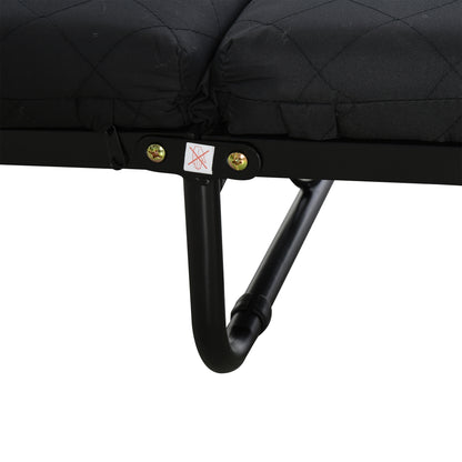 Folding Bed 184x65 cm with Mattress Foldable Bed with Adjustable Headboard in 5 Levels Universal Wheels and Metal Frame Max Load 120 kg Black