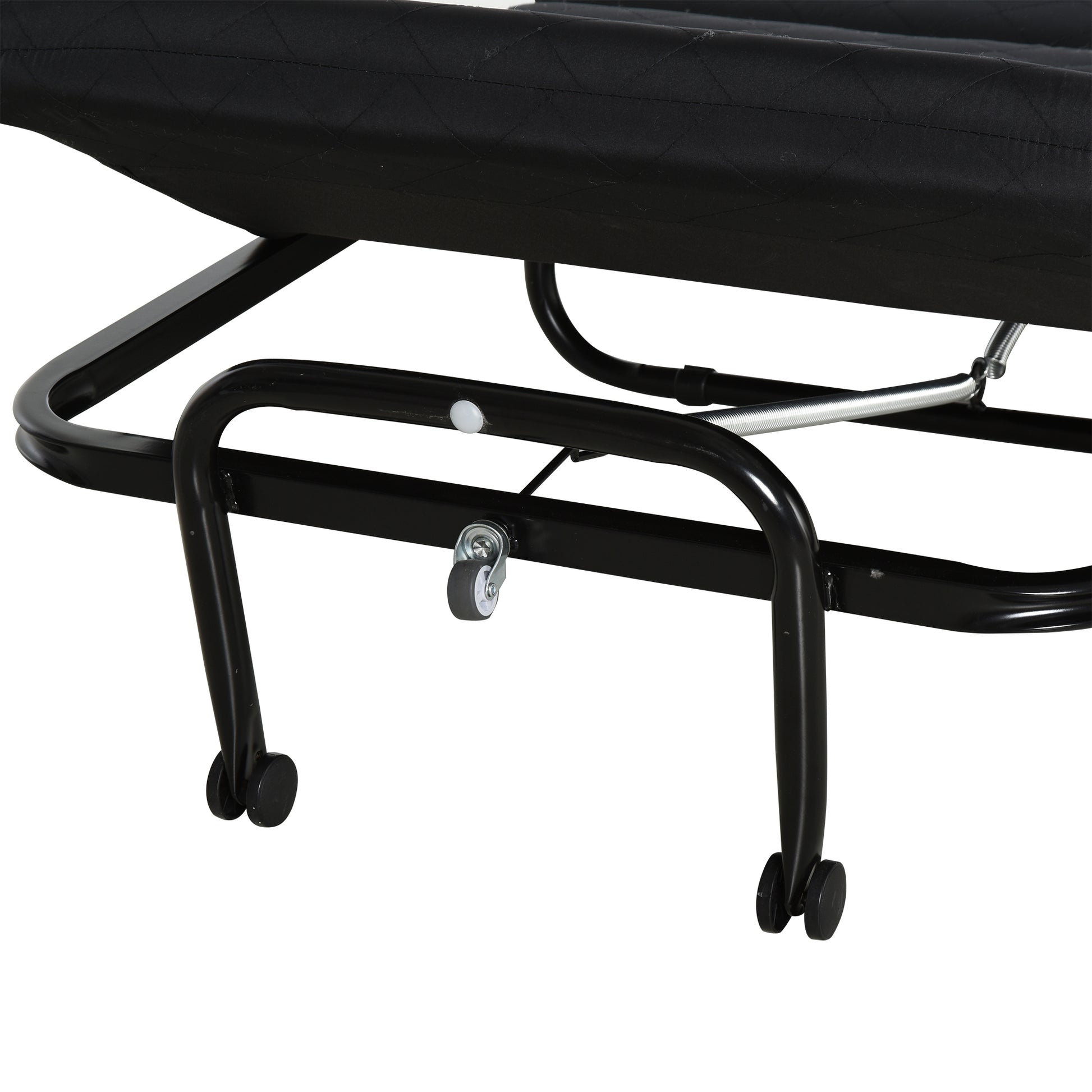 Folding Bed 184x65 cm with Mattress Foldable Bed with Adjustable Headboard in 5 Levels Universal Wheels and Metal Frame Max Load 120 kg Black
