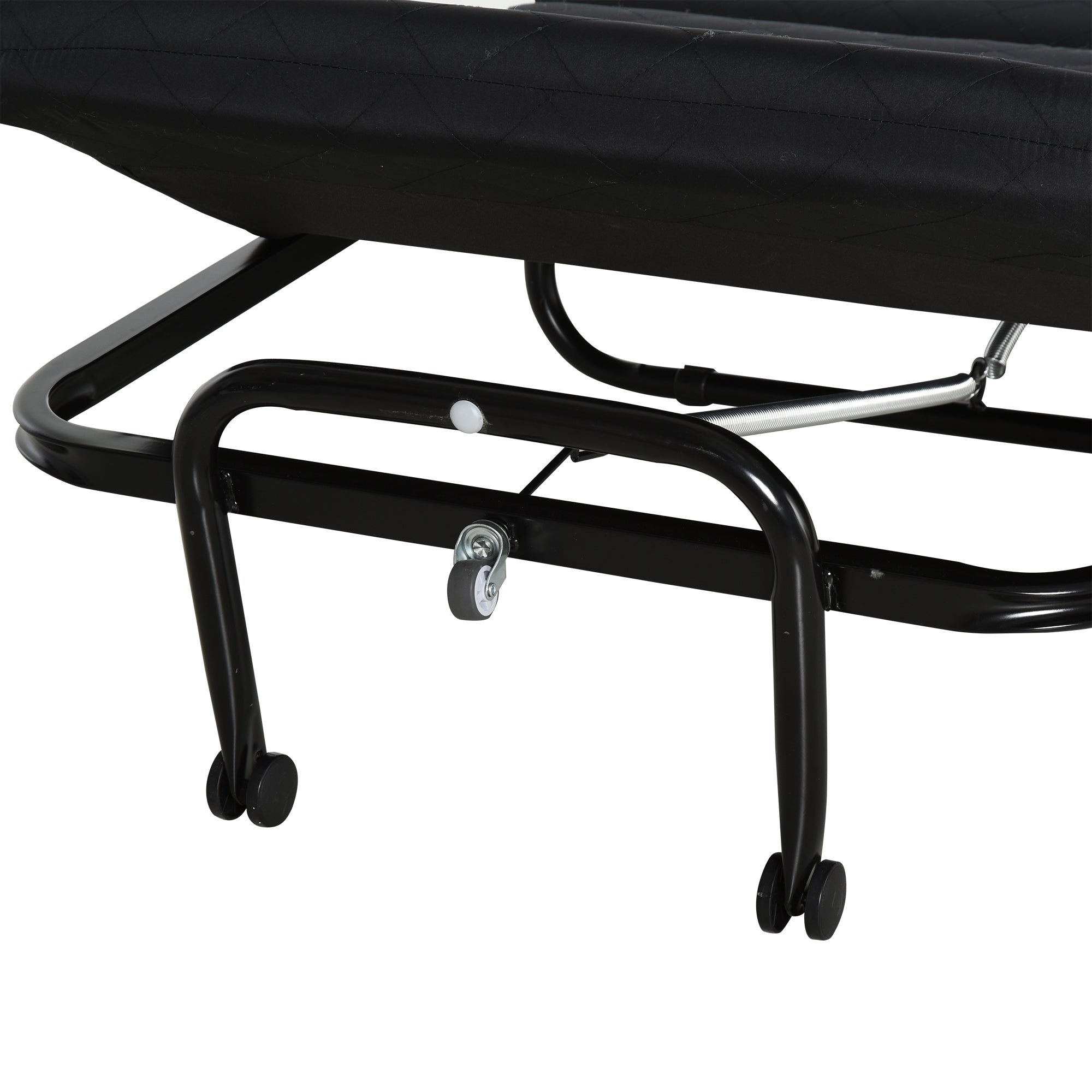 Folding Bed 184x65 cm with Mattress Foldable Bed with Adjustable Headboard in 5 Levels Universal Wheels and Metal Frame Max Load 120 kg Black