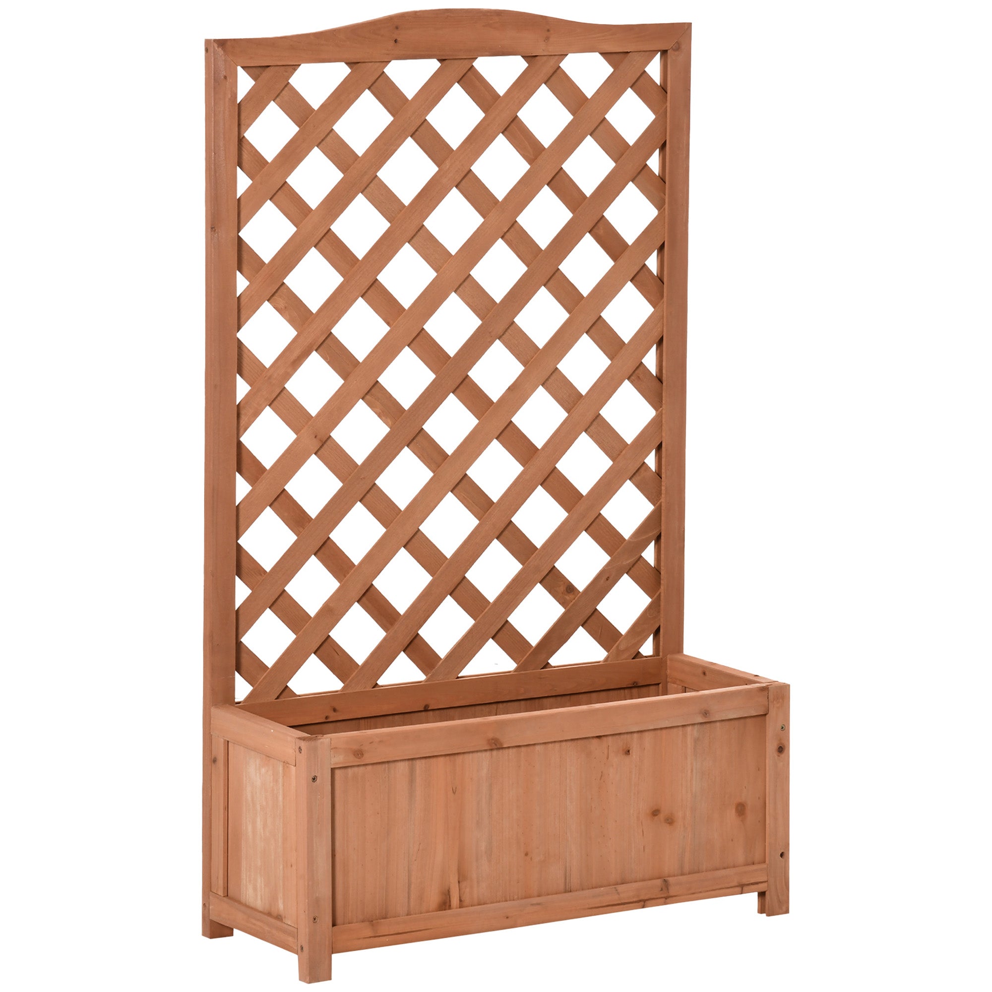 Solid Wood Planter with Trellis Flower Box with Climbing Support for Plants Flowers Balcony Terrace Garden Exterior 70x28x117 cm Brown