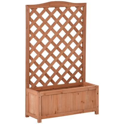 Solid Wood Planter with Trellis Flower Box with Climbing Support for Plants Flowers Balcony Terrace Garden Exterior 70x28x117 cm Brown