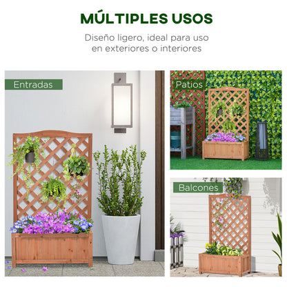 Solid Wood Planter with Trellis Flower Box with Climbing Support for Plants Flowers Balcony Terrace Garden Exterior 70x28x117 cm Brown