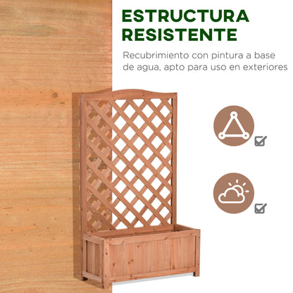 Solid Wood Planter with Trellis Flower Box with Climbing Support for Plants Flowers Balcony Terrace Garden Exterior 70x28x117 cm Brown