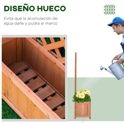 Solid Wood Planter with Trellis Flower Box with Climbing Support for Plants Flowers Balcony Terrace Garden Exterior 70x28x117 cm Brown