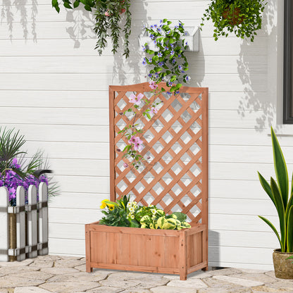 Solid Wood Planter with Trellis Flower Box with Climbing Support for Plants Flowers Balcony Terrace Garden Exterior 70x28x117 cm Brown