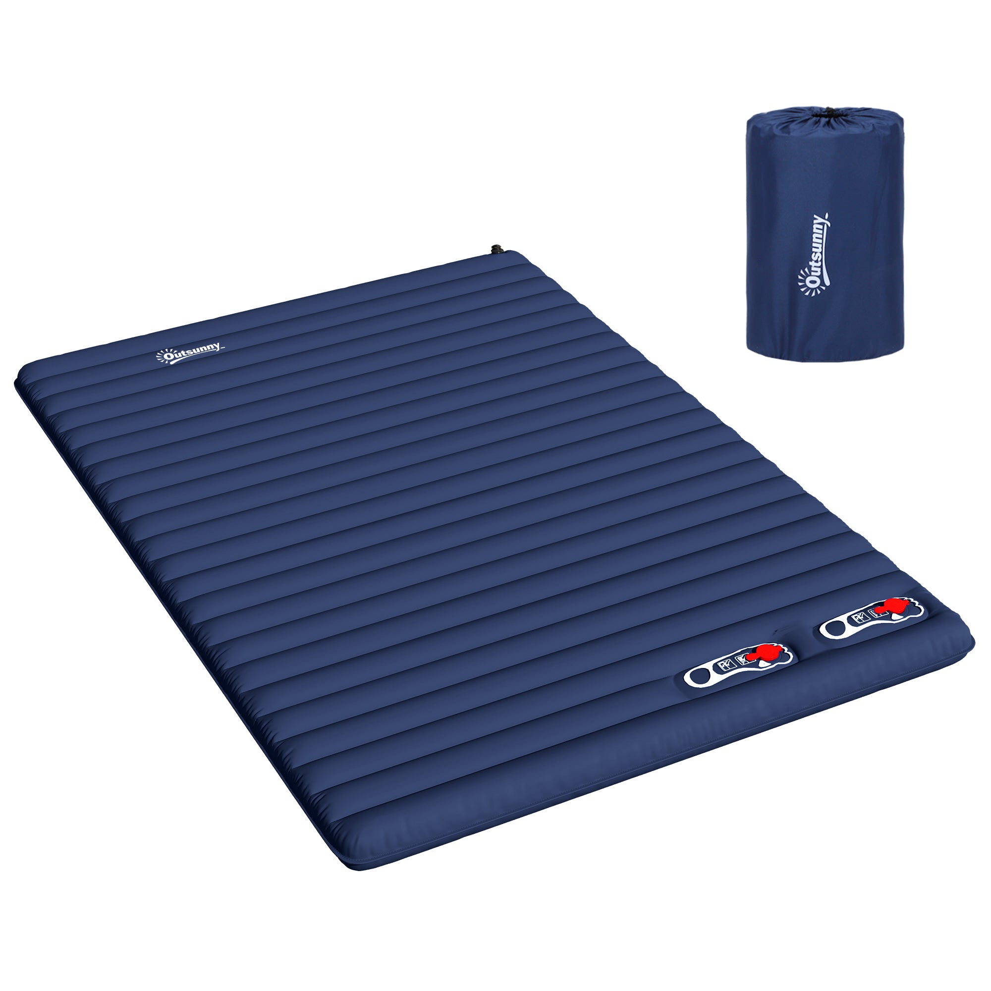 Air Mattress 2 Persons Self-Inflating Sleeping Mat Airbed with Built-in Pump Inflatable Mattress Guest Mattress Guest Bed Sleeping Pad for Camping Home Use 195 x 138 x 10 cm