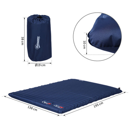 Air Mattress 2 Persons Self-Inflating Sleeping Mat Airbed with Built-in Pump Inflatable Mattress Guest Mattress Guest Bed Sleeping Pad for Camping Home Use 195 x 138 x 10 cm