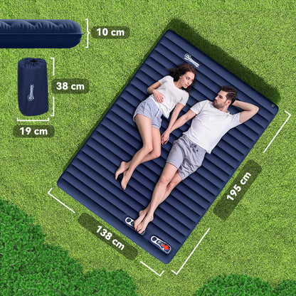 Air Mattress 2 Persons Self-Inflating Sleeping Mat Airbed with Built-in Pump Inflatable Mattress Guest Mattress Guest Bed Sleeping Pad for Camping Home Use 195 x 138 x 10 cm