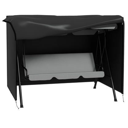 Hollywood Swing Cover 3 Seater, Water-Resistant Winterproof Protective Cover for Garden Swing, UV-Resistant Cover, Tear-Resistant 600D Oxford Fabric, 205x124x164cm Black