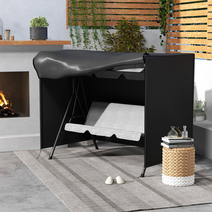 Hollywood Swing Cover 3 Seater, Water-Resistant Winterproof Protective Cover for Garden Swing, UV-Resistant Cover, Tear-Resistant 600D Oxford Fabric, 205x124x164cm Black