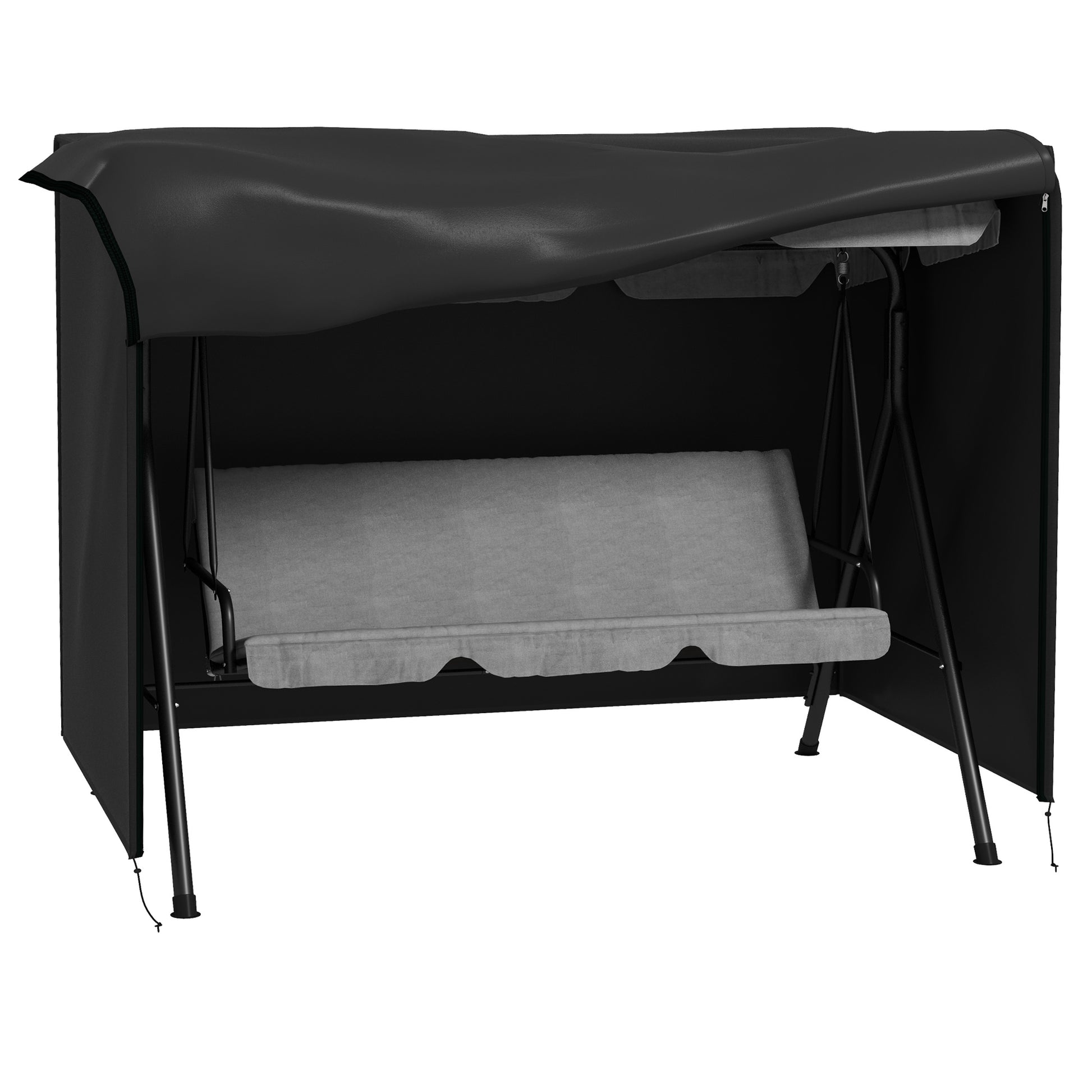 Hollywood Swing Cover 3 Seater, Water-Resistant Winterproof Protective Cover for Garden Swing, UV-Resistant Cover, Tear-Resistant 600D Oxford Fabric, 205x124x164cm Black