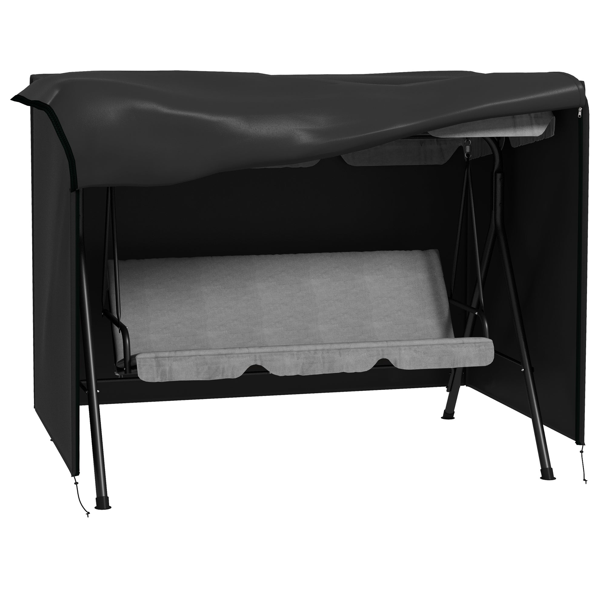 Hollywood Swing Cover 3 Seater, Water-Resistant Winterproof Protective Cover for Garden Swing, UV-Resistant Cover, Tear-Resistant 600D Oxford Fabric, 205x124x164cm Black