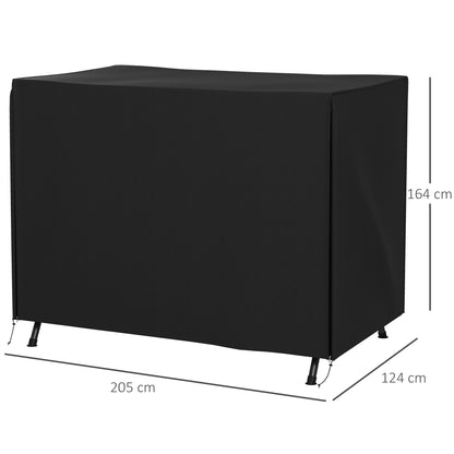 Hollywood Swing Cover 3 Seater, Water-Resistant Winterproof Protective Cover for Garden Swing, UV-Resistant Cover, Tear-Resistant 600D Oxford Fabric, 205x124x164cm Black