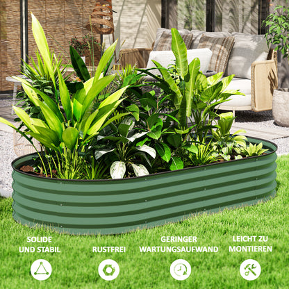 2-Piece Raised Bed Made of Steel, Plant Bed Cold Frame Garden Bed Planter Box Stackable, Vegetable Bed 181x93x30cm for Garden Balcony, Planter for Flowers, Plants, Vegetables