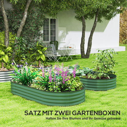 2-Piece Raised Bed Made of Steel, Plant Bed Cold Frame Garden Bed Planter Box Stackable, Vegetable Bed 181x93x30cm for Garden Balcony, Planter for Flowers, Plants, Vegetables