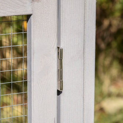 Large Outdoor Rabbit Hutch Wooden Cage for 2-4 Rabbits with Asphalt Roof Wire Enclosure Removable Tray and Ramps 82.7x17.9x33.3 inches Gray and Black