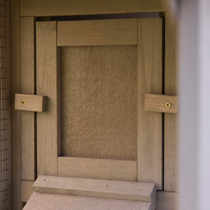 Large Outdoor Rabbit Hutch Wooden Cage for 2-4 Rabbits with Asphalt Roof Wire Enclosure Removable Tray and Ramps 82.7x17.9x33.3 inches Gray and Black