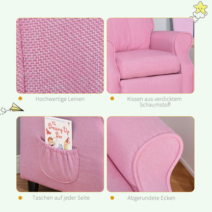 Children's Sofa Kids Couch Kids Armchair Chair Recliner with Footrest for 3-5 Years Boys and Girls Pink 58 x 53 x 70 cm