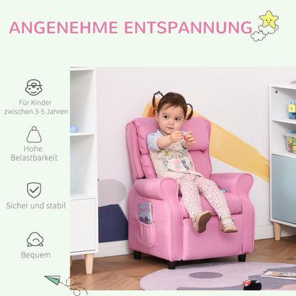 Children's Sofa Kids Couch Kids Armchair Chair Recliner with Footrest for 3-5 Years Boys and Girls Pink 58 x 53 x 70 cm