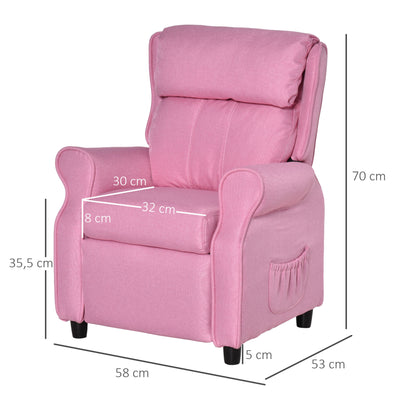 Children's Sofa Kids Couch Kids Armchair Chair Recliner with Footrest for 3-5 Years Boys and Girls Pink 58 x 53 x 70 cm