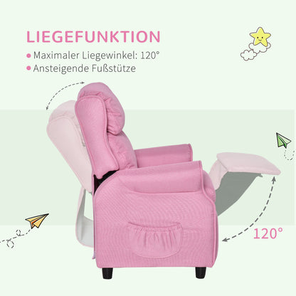 Children's Sofa Kids Couch Kids Armchair Chair Recliner with Footrest for 3-5 Years Boys and Girls Pink 58 x 53 x 70 cm